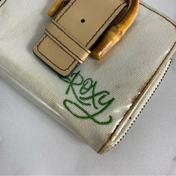 ROXY Mini Zip Around Wallet Coin Purse Canvas Embroidered 90s Surfer Girl Chic - Picture 7 of 10